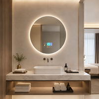 Miroir de salle de bain intelligent avec capteur radar, anti-buée automatique, écran tactile 5 pouces, éclairage LED