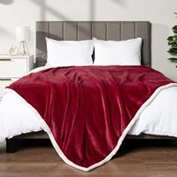 Couverture de canapé réversible en peluche tricotée douce pour homme et femme, housse de canapé confortable en hiver, Sherpa rouge bordeaux, 50x60 pouces