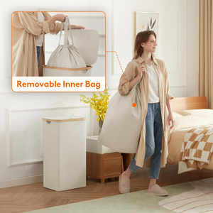 <b>Large</b> Durable Storage <b>Basket</b> with Handles Customizable Size Bamboo Laundry Hamper for Clothes and Toys - Product Image 5