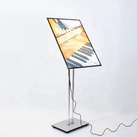 Support de menu en verre trempé en aluminium, réglable en hauteur, avec écran LED et double trou