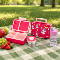 Boîte à lunch isotherme pour enfants, ensemble de boîtes bento à 3 compartiments pour l'école, les pique-niques en plein air, avec poignée