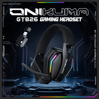 ONIKUMA GT826 Casque d'écoute sans fil 2.4GHz RGB Casque d'écoute filaire Blue Tooth Casque de jeu confortable avec microphone