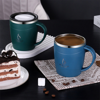 500ml/17oz Tasse à café au lait Tasses à eau et tasses à double paroi en acier inoxydable Tasse à café en métal avec couvercle Tasse