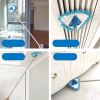Serpillère triangulaire en microfibre pliable télescopique en acier rotative pour nettoyer les murs, design triangulaire multifonctionnel