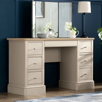 Table de maquillage de style minimaliste personnalisée, en bois massif peint en blanc, placage de chêne, console à 6 tiroirs, coiffeuse pour chambre à coucher