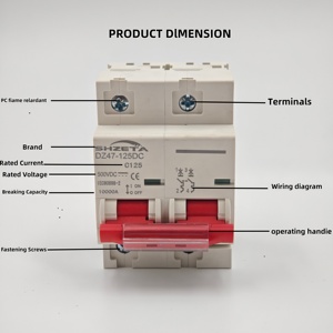 สวิตช์เบรกเกอร์ทองแดง MCB <span class=keywords><strong>DC</strong></span> 600v 10ka 80-125A 2 ขั้ว จัดส่งรวดเร็ว พร้อมใบรับรอง CE ผลิตจากวัสดุ PA66 - Product Image 2