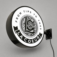 Panneau publicitaire double face en aluminium sur mesure pour extérieur, avec éclairage LED rond et projection, idéal pour la publicité en gros