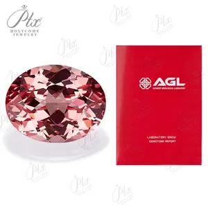 Lab Grown Padparadscha Color Rosa corte ovalado cuentas de piedras preciosas para DIY mujeres encantos Fabricación de joyas anillos seleccionables certificado AGL - Product Image 5
