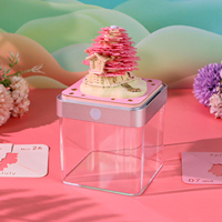 Bloc-notes calendrier 3D 2027 Romantique Maison dans les Arbres à déchirer à la main avec éclairage LED, présentoir en acrylique, boîte cadeau et lumière LED