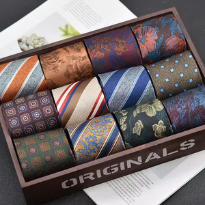 8 إكسسوارات بدلة رسمية ، ربطة عنق حريرية بنمط جاكار بيزلي مخطط ذهبي للرجال - Product Image 1