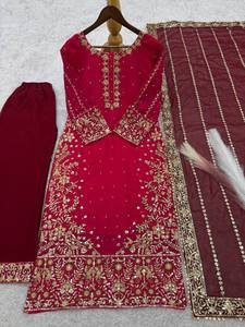 เสื้อปักลวดลายสวยงามแนวแฟนซีเสื้อพลัสโซ dupatta ดีไซน์ใหม่สำหรับมุสลิมซาลิมสงครามคามาเรซปากีสถาน - Product Image 2