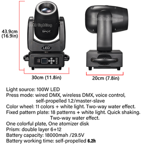 Cả hai ánh sáng bpm 100W pin điểm di chuyển đầu ánh sáng không dây DMX Sharpy đèn cho <span class=keywords><strong>DJ</strong></span> Wedding party Club tổ chức sự kiện hiệu ứng biểu diễn - Product Image 4