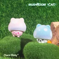 Série Mushroom Cat Blind Bag Q Figurine mignonne en peluche floquée, objet de collection, cadeau pour la décoration de bureau