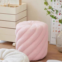 Nordic Ottoman Tabouret Faux Shearling Pumpkin Iron Base Repose-pieds Pouf pour Salon