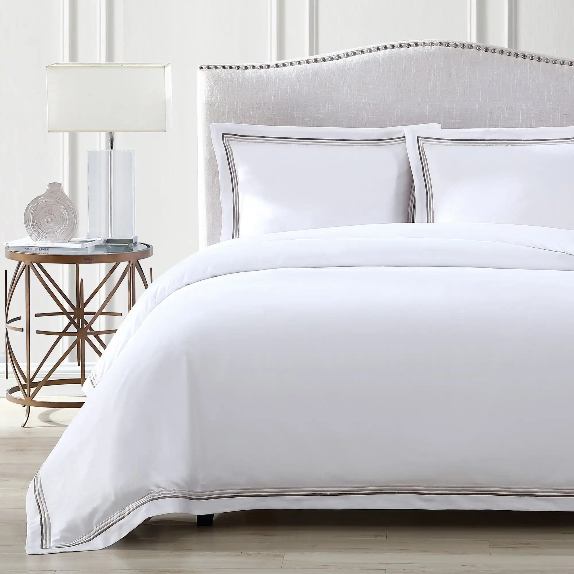 Wholesale Luxury 300T Comforter Sets Twin King Queen White Bed Sheets Percale Sateen Cotton White Hotel Duvet Cover Set