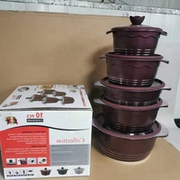 Lot de 10 casseroles en alliage d'aluminium avec revêtement antiadhésif en pierre médicale, modèle Lotus, double fond moulé sous pression