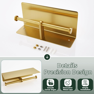 Self Adhesive 304 Stainless Steel Toilet <b>Paper</b> Holder with Shelf Wall Mount Toilet <b>Paper</b> Roll Holder Toilet Roll Holder - Product Image 3