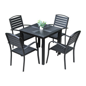 Ensemble de jardin extérieur 4 places, table et chaises en aluminium, design minimaliste, mobilier de patio résistant aux intempéries - Product Image 1