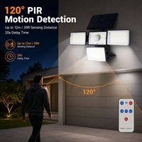 Lampes solaires à détecteur de mouvement à prix d'usine, longue durée, 4 têtes, projecteur grand angle, lampes murales solaires pour jardin extérieur