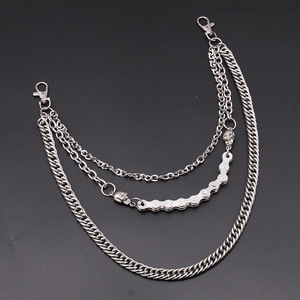 Chaîne de taille et de corps Yueli Skull multicouche en argent tibétain, style punk hip-hop, pour homme, à plusieurs tours, idéale pour les soirées en boîte de nuit - Product Image 1