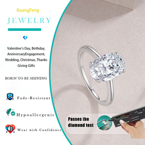 Anello <span class=keywords><strong>Solitario</strong></span> in <span class=keywords><strong>Argento</strong></span> Sterling 925 Placcato Platino con Moissanite Taglio Ovale 4.5CTW, Design Elegante per Donna, Idea Regalo - Product Image 2