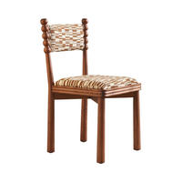 Chaise de salle à manger moderne en bois de caoutchouc avec dossier en tissu chenille doux, style nordique, pour la maison, l'hôtel et la restauration