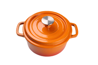 Set Perlengkapan Masak Panci Besi Cor Enamel Mini Mewah Bright Houseware Oranye 18cm, Panci Casserole, Tutup Besi Cor, Cocok untuk Kompor Gas