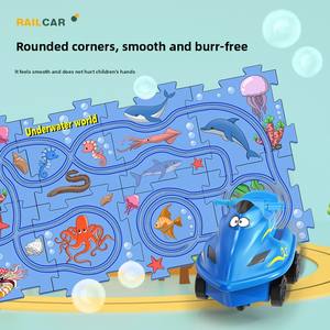 צבע התשבץ חד-פעמי רכב חשמלי הזזה רכבת הזזה לילדים לילדים בני 3 ומעלה עשויים פלסטיק - Product Image 5