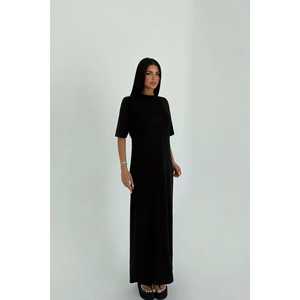 Roland Black <b>A</b>-<b>Line</b> <b>Dress</b> Elegant Casual Party Style Square Collar Custom Design XS Size Puff Sleeve Knee-Length Solid <b>Pattern</b> - Product Image 2