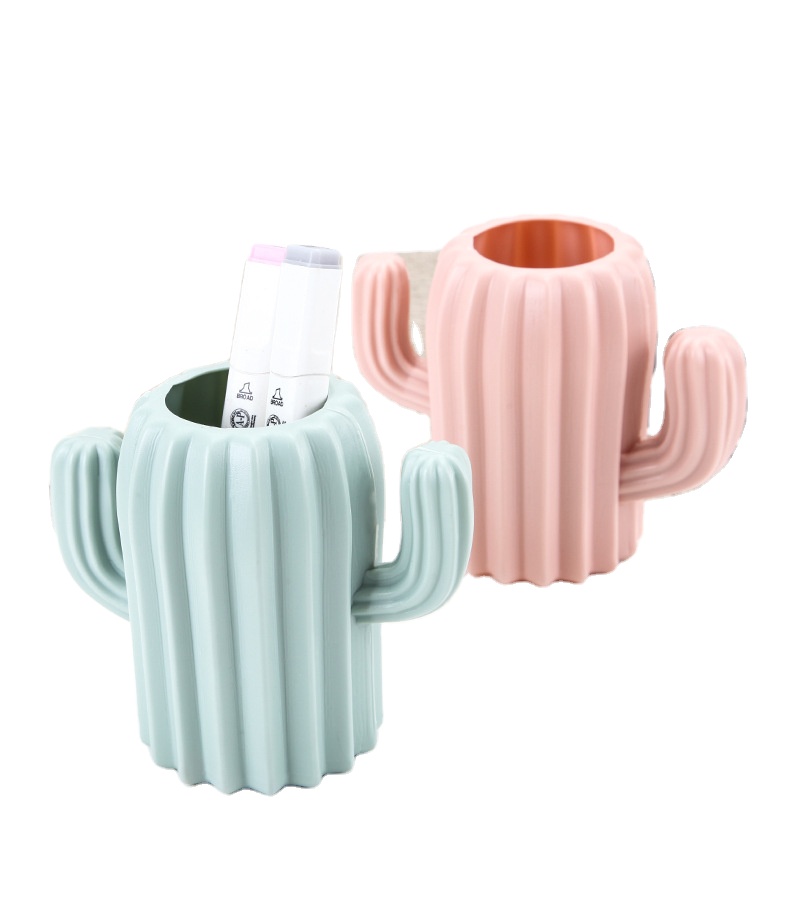 Креативные многофункциональные настольные принадлежности, пластиковый держатель для ручек в форме кактуса