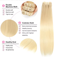 Extensions de cheveux humains vierges non traités blonds 613 lisses, en gros, tissage de cheveux à double trame, qualité usine