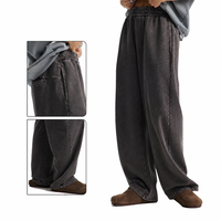 Pantalon de survêtement long unisexe à logo personnalisé, 100% coton 430 GSM, décontracté, chaud, coupe ample, effet batik, taille mi-haute, jambe large, avec cordon de serrage élastique