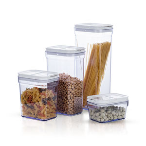 مجموعة حاويات تخزين طعام بلاستيكية شفافة بأغطية قابلة للتكديس قابلة لإعادة الاستخدام للوجبات الخفيفة الجافة ودقيق الأرز السباغيتي - Product Image 2