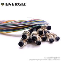 Connecteur circulaire M8 étanche IP67 mâle 3/4/6/8 broches, borne à souder, contacts en laiton plaqué or, faisceau de fils de 15 cm EG-M8