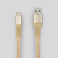 Kabel Data Micro USB Pabrik, Pengisian Cepat, Kabel Data USB Kepala Logam Nilon Pipih untuk Ponsel Pintar