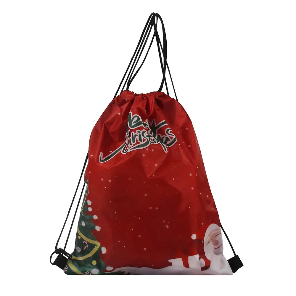 Custom printing quality travel sports New Year Christmas gift packaging backpack logo drawstring bag