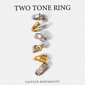 Geometric Color-Blocked <b>Ring</b> Titanium Steel Unisex Fashion Jewelry Gift - Product Image 5