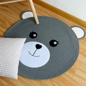 Tapis de sol pour enfants en forme d'ours en coton, rond, gris foncé, non toxique, pour usage domestique, imprimé animal, design de dessin animé, lavable en machine - Product Image 5