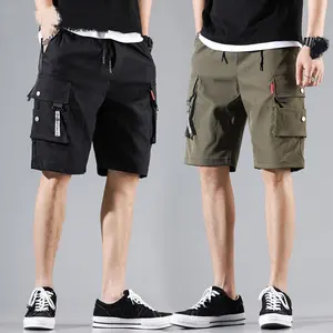 Shorts de verão masculinos estilo japonês calças de cinco quartos versão coreana calças casuais soltas para estudantes calças meio corte