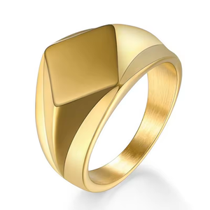 Cincin lapisan emas asli 18K pria, perhiasan grosir desain geometris belah ketupat tidak beraturan untuk pria - Product Image 6