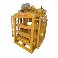 Machine automatique de fabrication de blocs de ciment creux SUOTENG QT4-25 avec moteur et pompe, 6 moules pour la production de briques en béton