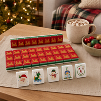 Tuiles de Mahjong de Noël en gros, motif Bonhomme de neige et Cardinal, en acrylique, pour soirées de week-end et soirées en club