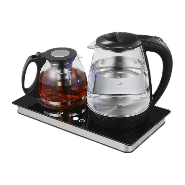 Factory Price 1.8L+1.2L Electric Kettle Prevent Dry Burning Glass Tea Kettle Set Touch Control Glass Teapot for Household Use