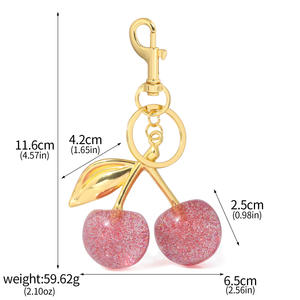 Ventes directes des fabricants Mignon 3D Résine Fruits Porte-clés PVC Voiture Sac Pendentif avec Cerise Pomme Fraise Porte-clés - Product Image 3