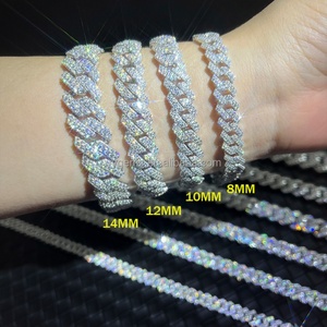 Cadena Cubana de 8mm 10mm 12mm 15mm, Joyería Hiphop de 2 Filas, 100% Pasa la Prueba de Diamantes, Plata S925 con Moissanita VVS, Cadena Cubana para Hombre - Product Image 6