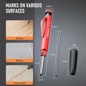 <span class=keywords><strong>Crayon</strong></span> de charpentier mécanique à pointe longue pour trous profonds et recharge noire, idéal pour le travail du bois et la construction - Product Image 2