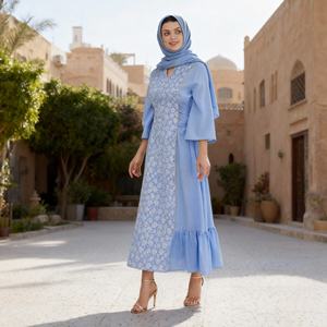 Robe Abaya en coton de haute qualité, design moderne, décontractée au quotidien, avec perles, pour femmes musulmanes - Product Image 4