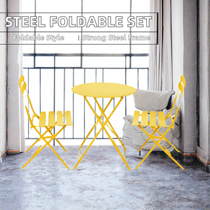 Outdoor Garden Superior Iron Contemporary Folding Bistro Set 3 Piece <b>Foldable</b> Balcony <b>Table</b> <b>and</b> <b>Chair</b> - Product Image 2