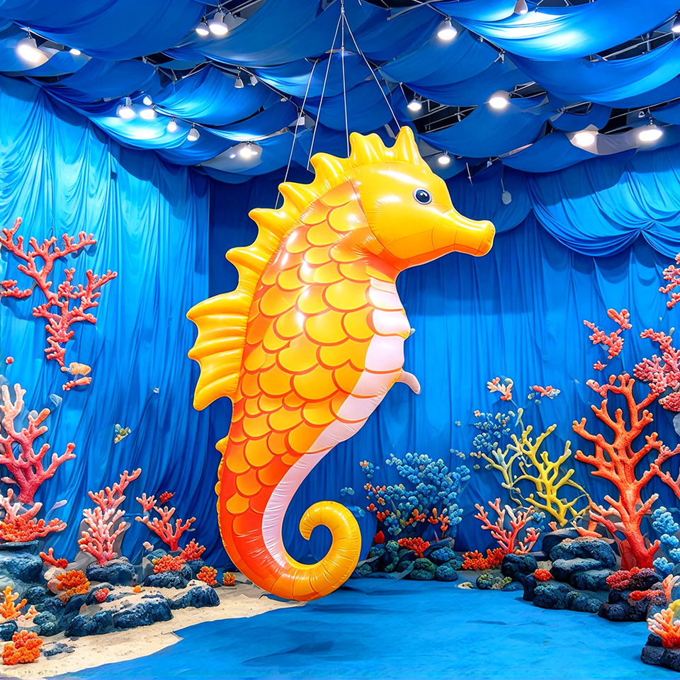 Up Lighting Color Examples LED Light up Seahorse Inflatable Decoration Custom Glowing Marine ...