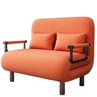Sofá Cama Individual Plegable Convertible Contemporáneo con Función Extraíble, Conjunto Moderno de Tela y Metal para Sala de Estar